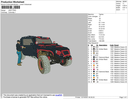 Jeep Embroidery File 4 size
