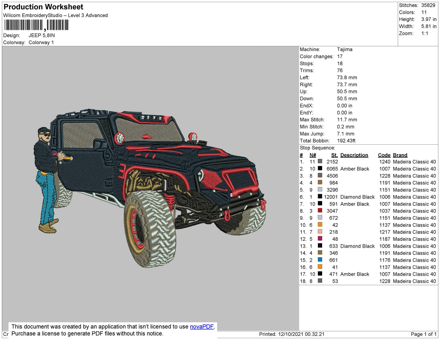 Jeep Embroidery File 4 size
