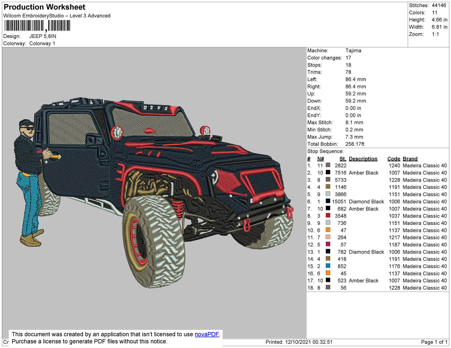 Jeep Embroidery File 4 size