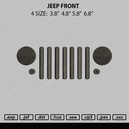 Jeep Front Embroidery File 4 size