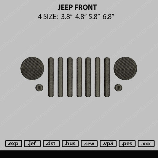 Jeep Front Embroidery File 4 size