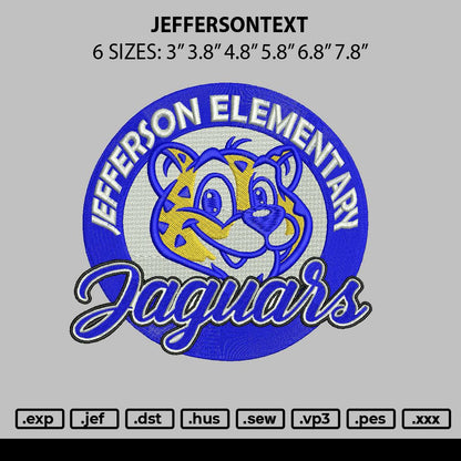 Jeffersontext Embroidery File 6 sizes