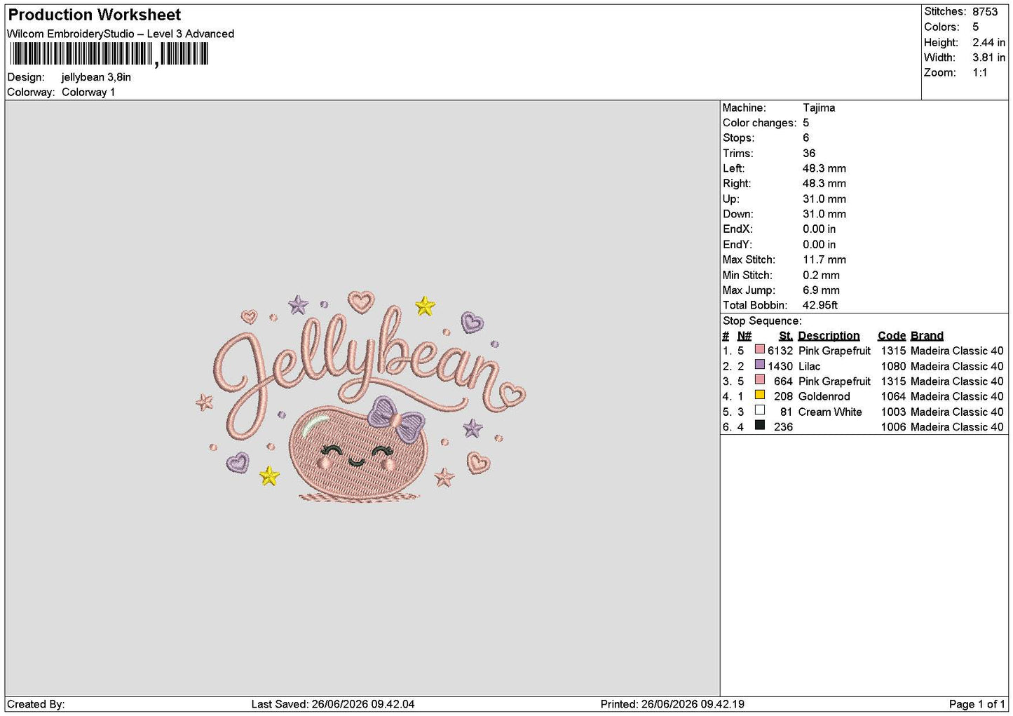 Jellybean  Embroidery Machine Design File