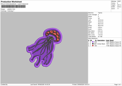 Jellyfish 0507 Embroidery Machine Design File 6 sizes