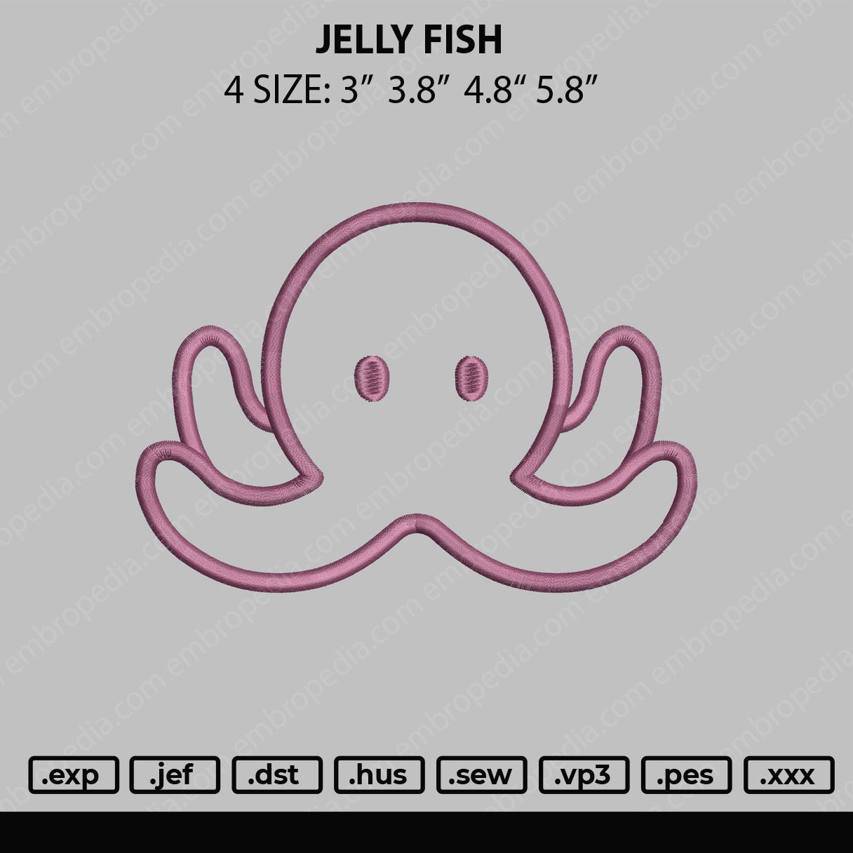 Jellyfish Embroidery File 4 size
