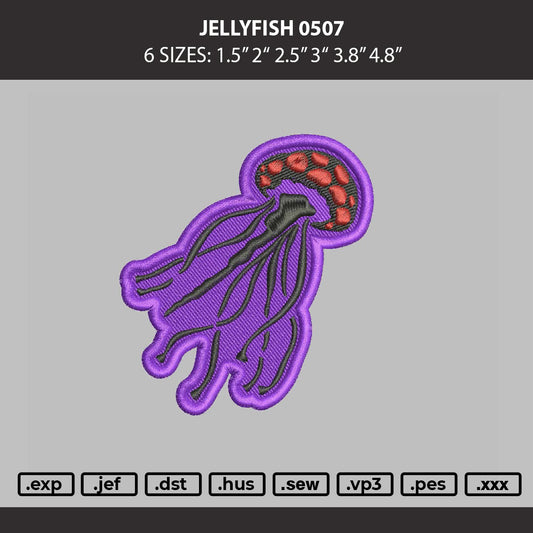 Jellyfish 0507 Embroidery Machine Design File 6 sizes