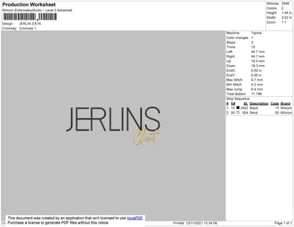 Jerlins Embroidery File 4 size