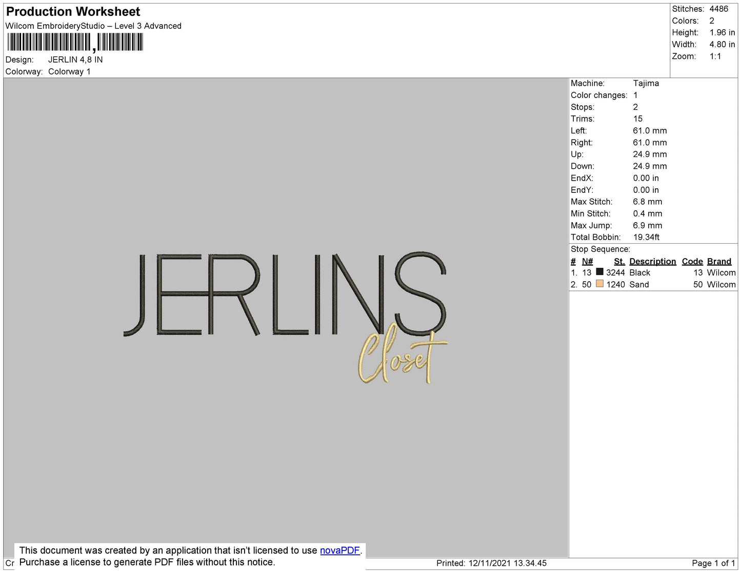 Jerlins Embroidery File 4 size
