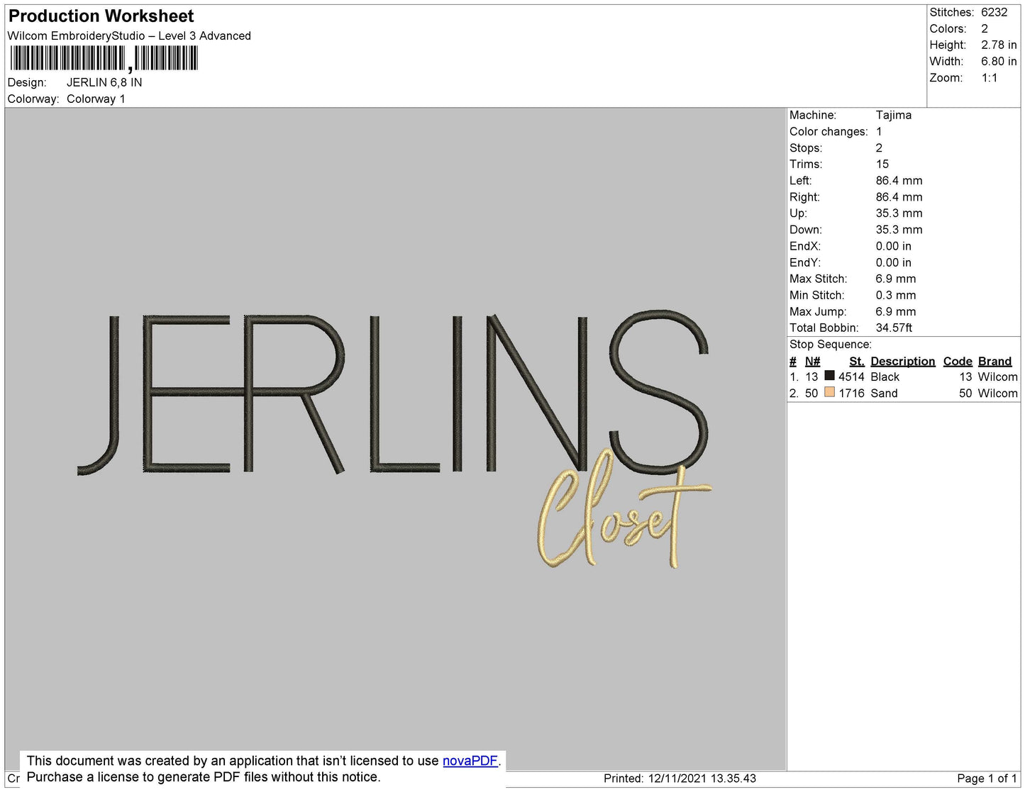 Jerlins Embroidery File 4 size
