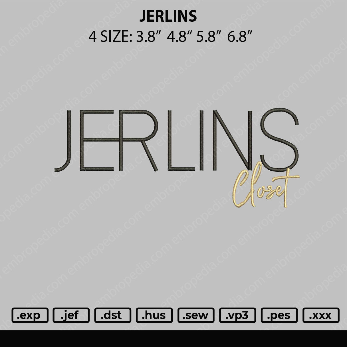 Jerlins Embroidery File 4 size