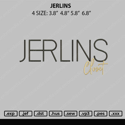 Jerlins Embroidery File 4 size
