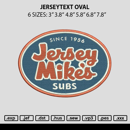 Jerseytext Oval Embroidery File 6 sizes