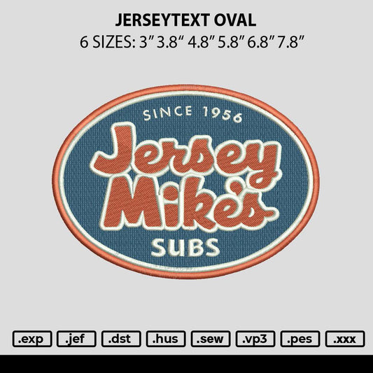 Jerseytext Oval Embroidery File 6 sizes