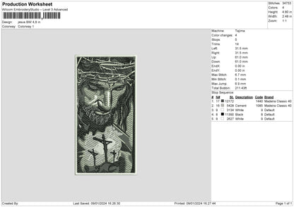 Jesus Bw Embroidery File 6 sizes