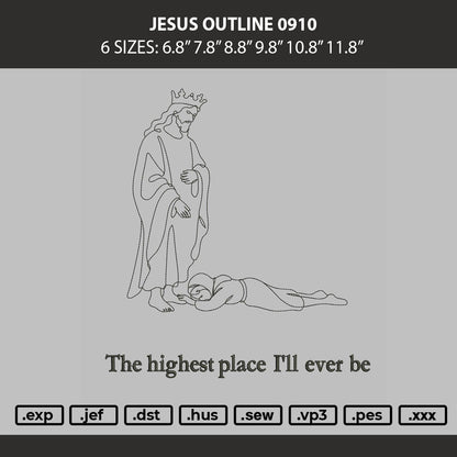Jesus Outline 0910 Embroidery Machine Design File 6 sizes