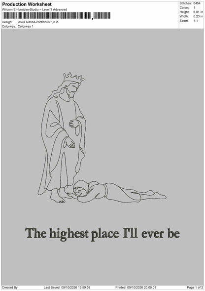 Jesus Outline 0910 Embroidery Machine Design File 6 sizes