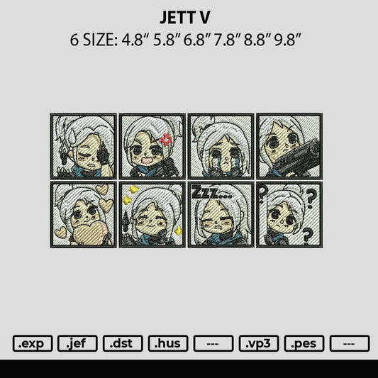 Jett V Embroidery File 6 sizes