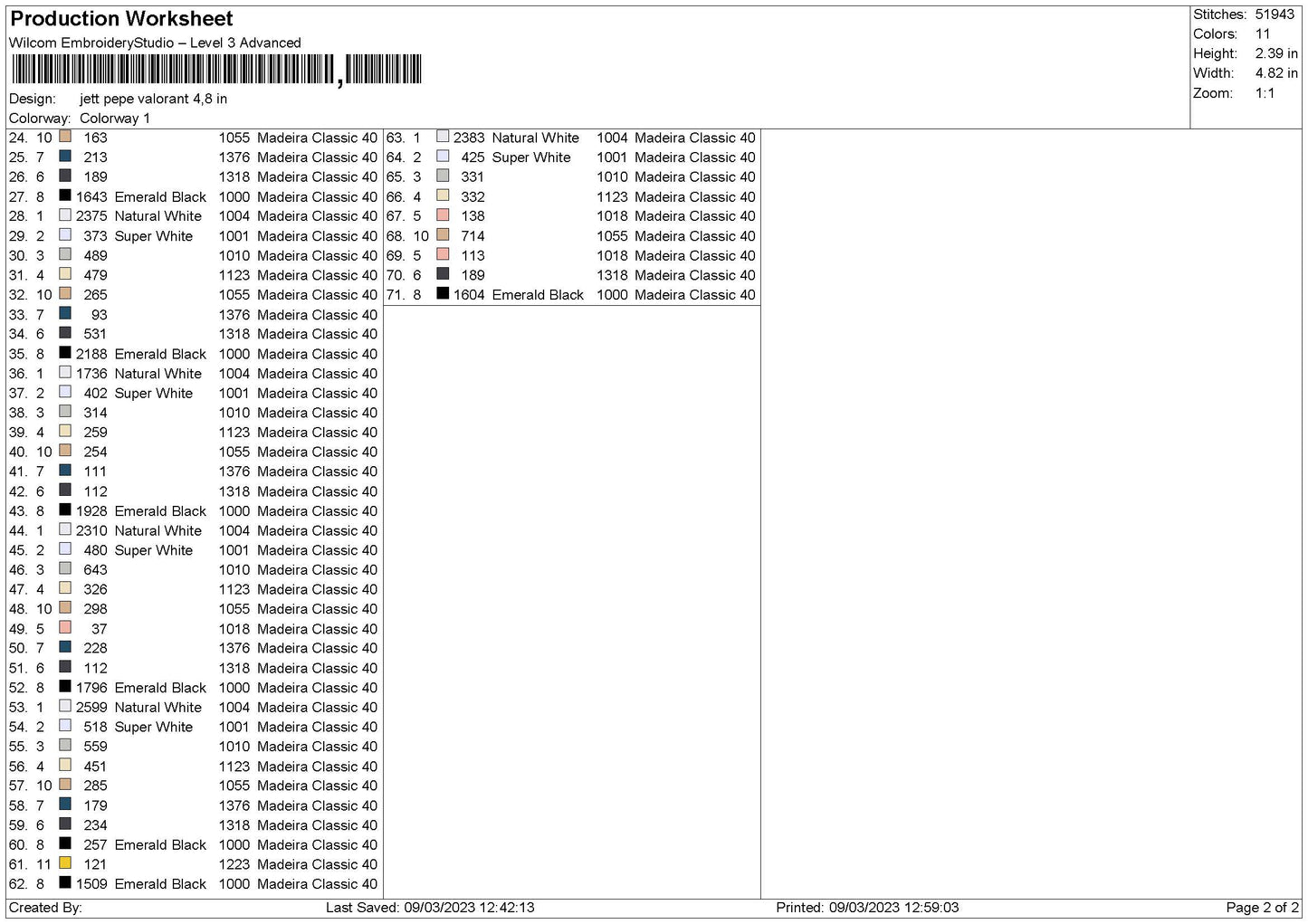 Jett V Embroidery File 6 sizes