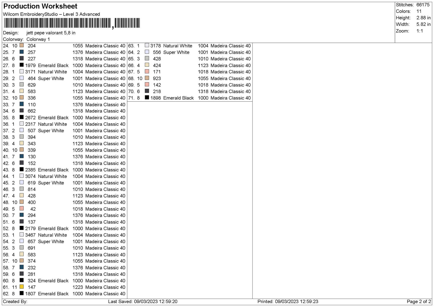 Jett V Embroidery File 6 sizes