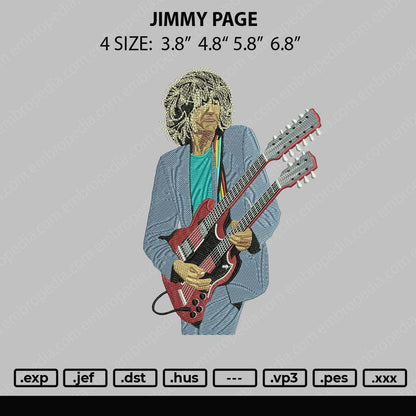 Jimmy Page Embroidery File 4 size