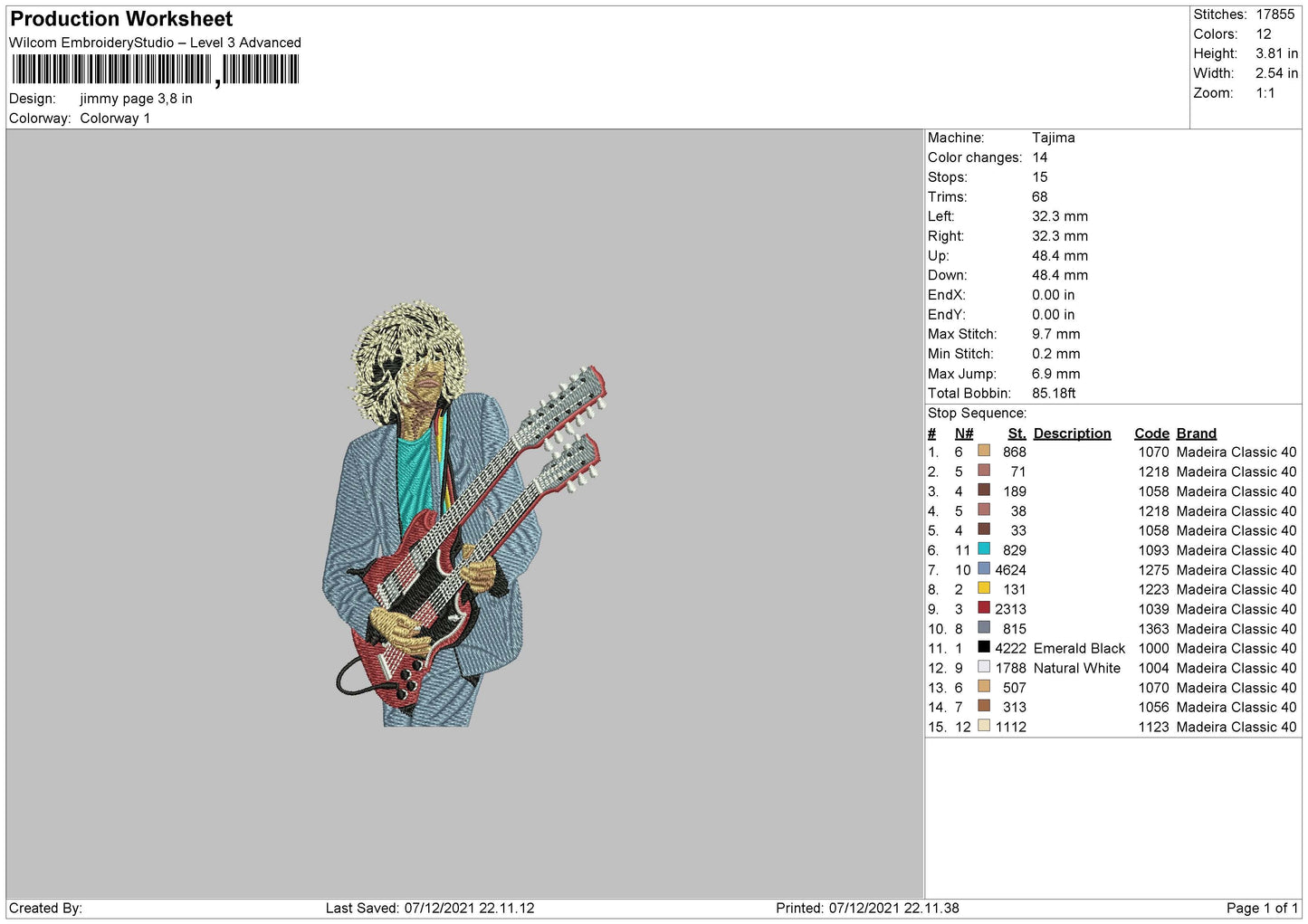 Jimmy Page Embroidery File 4 size