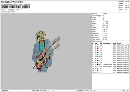 Jimmy Page Embroidery File 4 size