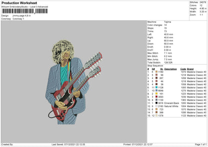 Jimmy Page Embroidery File 4 size