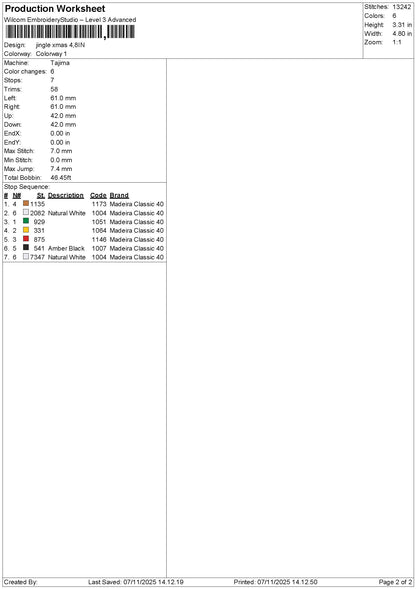 Jingletext 0711 Embroidery File 6 sizes
