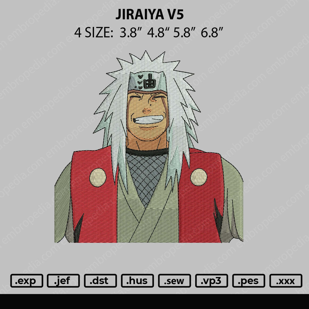 Jiraiya V5 Embroidery File 4 size