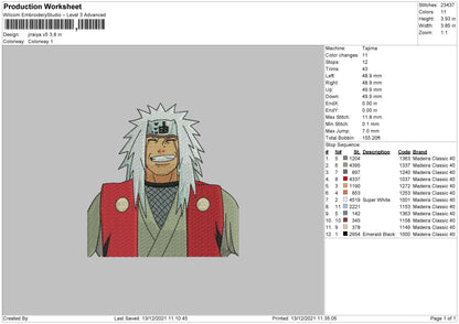 Jiraiya V5 Embroidery File 4 size