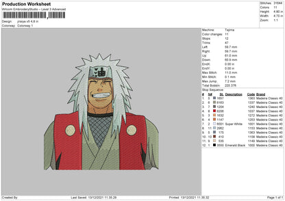 Jiraiya V5 Embroidery File 4 size