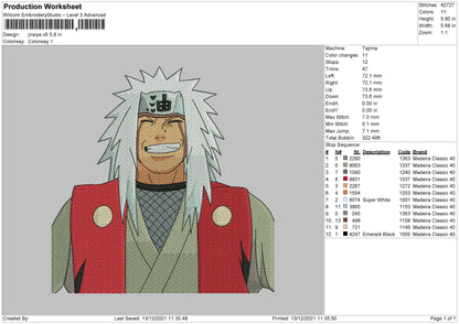 Jiraiya V5 Embroidery File 4 size