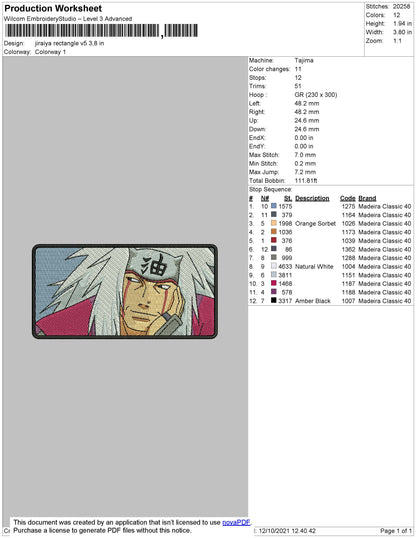 Jiraya Embroidery File 4 size