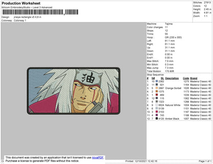Jiraya Embroidery File 4 size