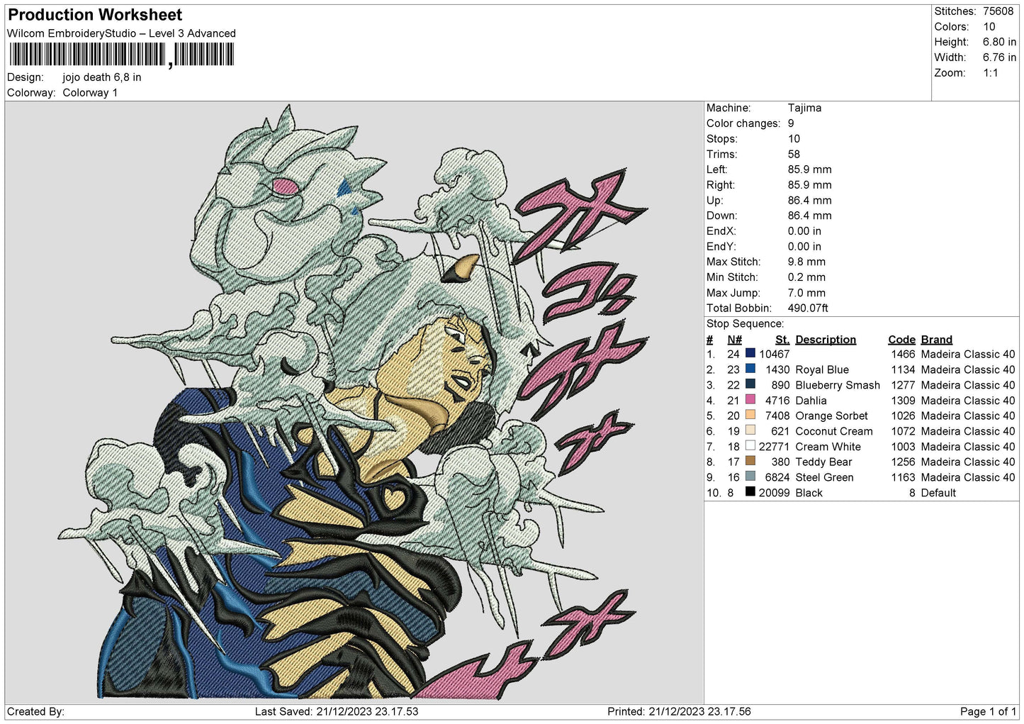 Jojo D2112 Embroidery File 6 sizes