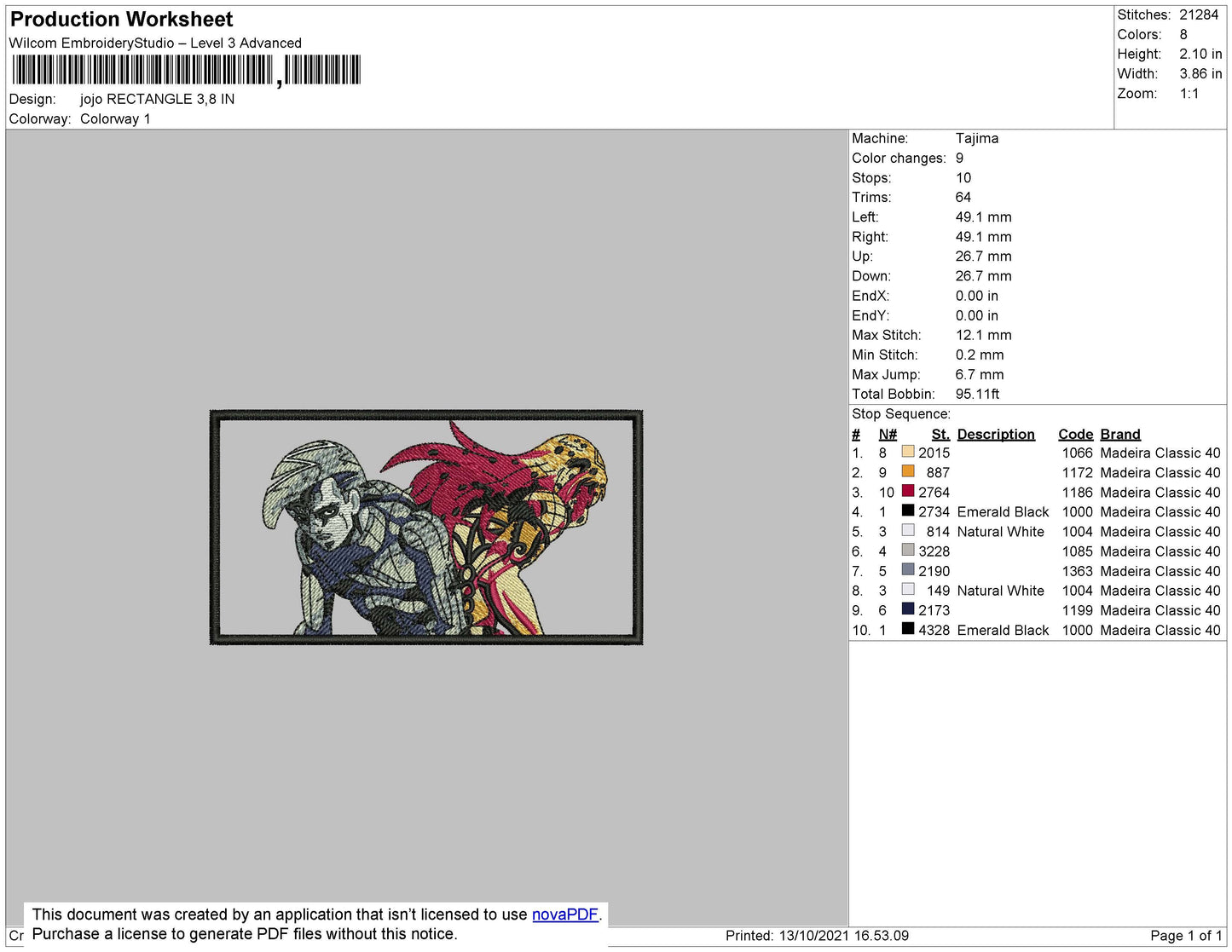 Jojo Rectangle Embroidery File 4 Size