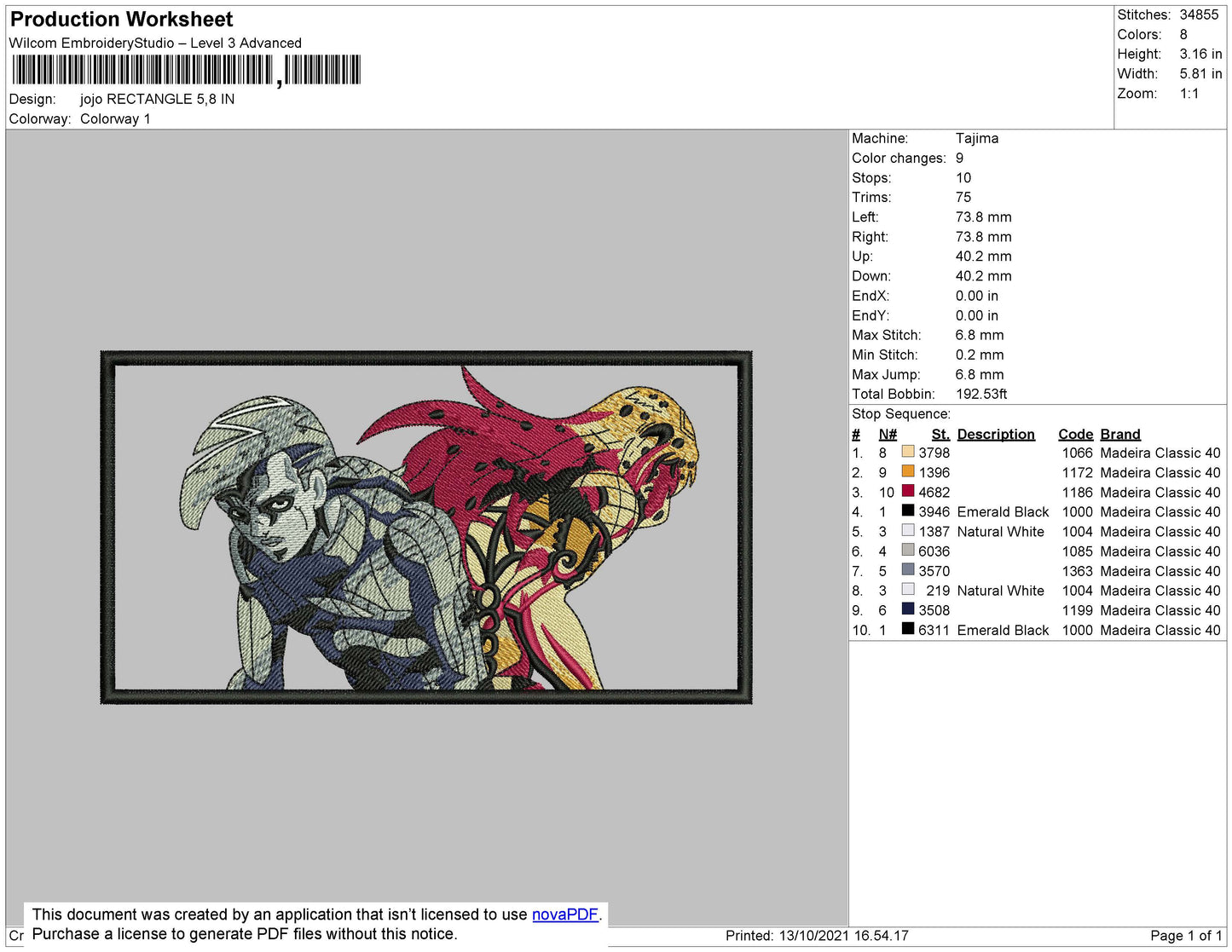 Jojo Rectangle Embroidery File 4 Size