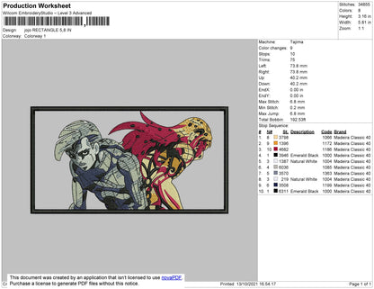 Jojo Rectangle Embroidery File 4 Size