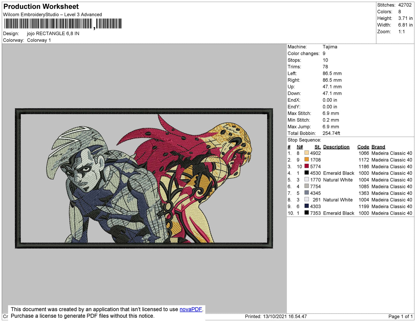 Jojo Rectangle Embroidery File 4 Size