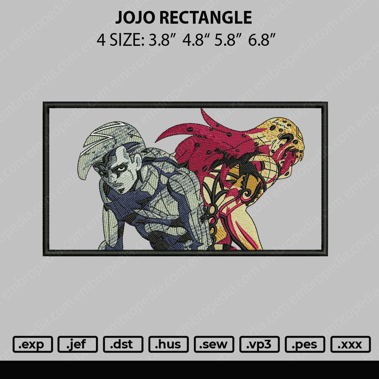 Jojo Rectangle Embroidery File 4 Size