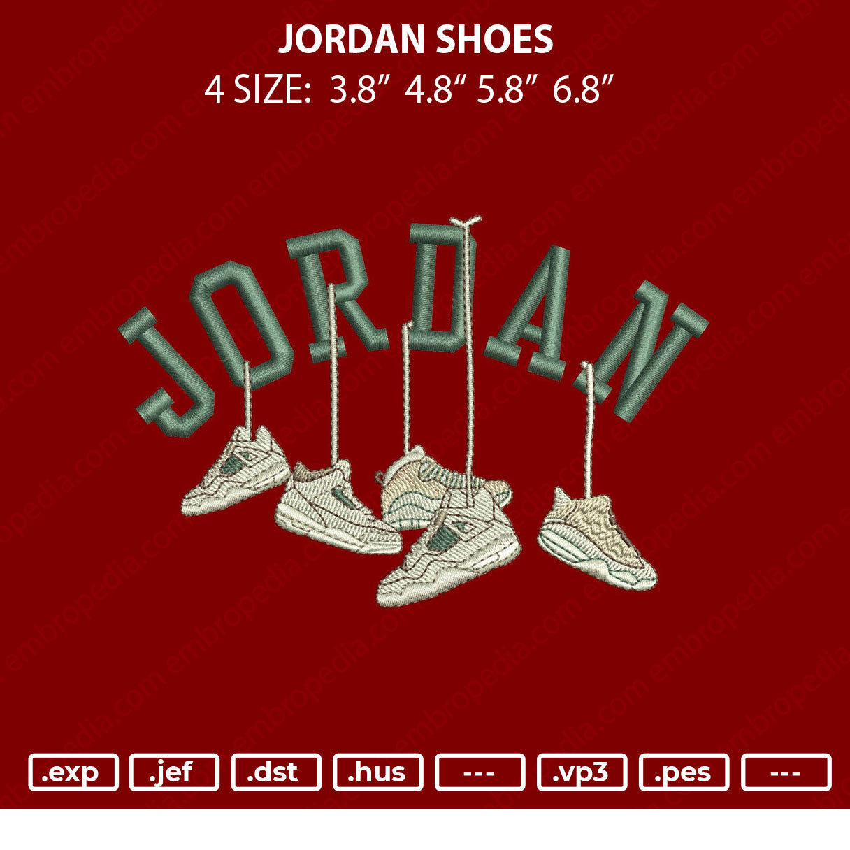 Jordan Shoes Embroidery File 4 size