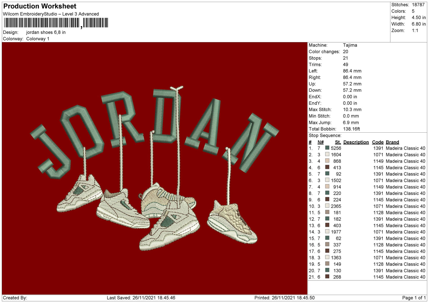 Jordan Shoes Embroidery File 4 size