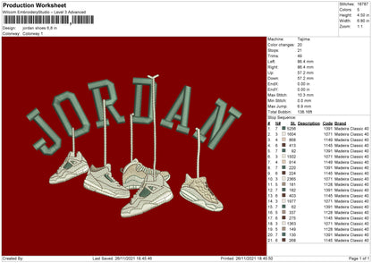 Jordan Shoes Embroidery File 4 size