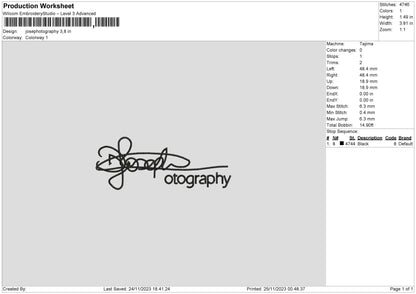 Photography 2511 Embroidery File 6 sizes