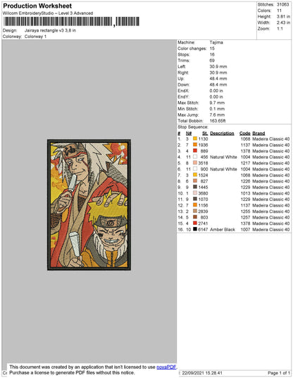 Jiraya Rectangle V3 Embroidery File 4 size