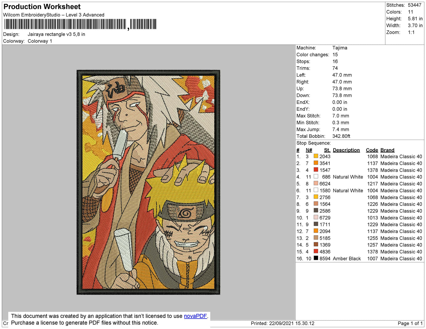 Jiraya Rectangle V3 Embroidery File 4 size