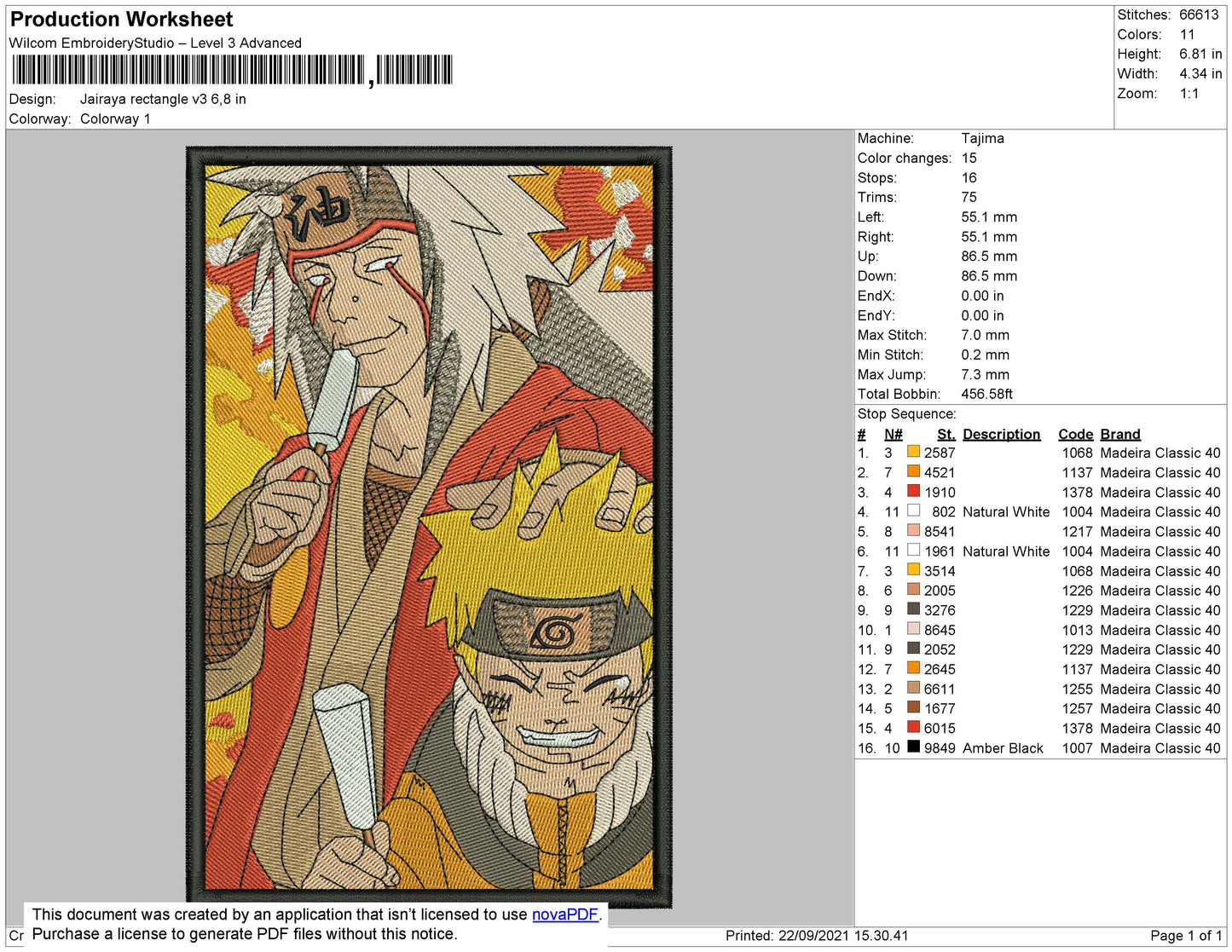 Jiraya Rectangle V3 Embroidery File 4 size