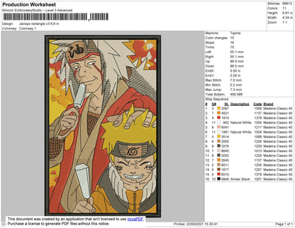 Jiraya Rectangle V3 Embroidery File 4 size