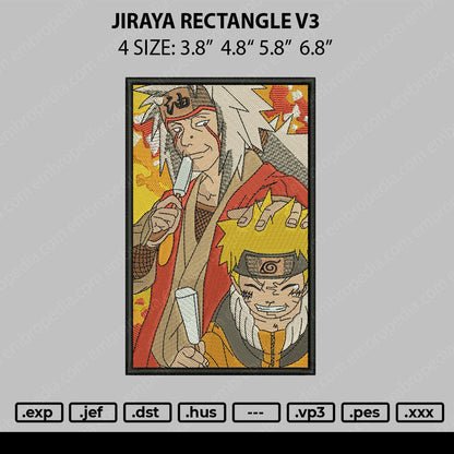 Jiraya Rectangle V3 Embroidery File 4 size