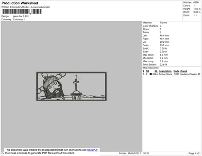 Jesus Rectangle Embroidery File 7 size 2 File